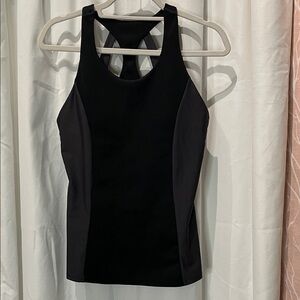 Fabletics Black Tank Top with Unique Back Design